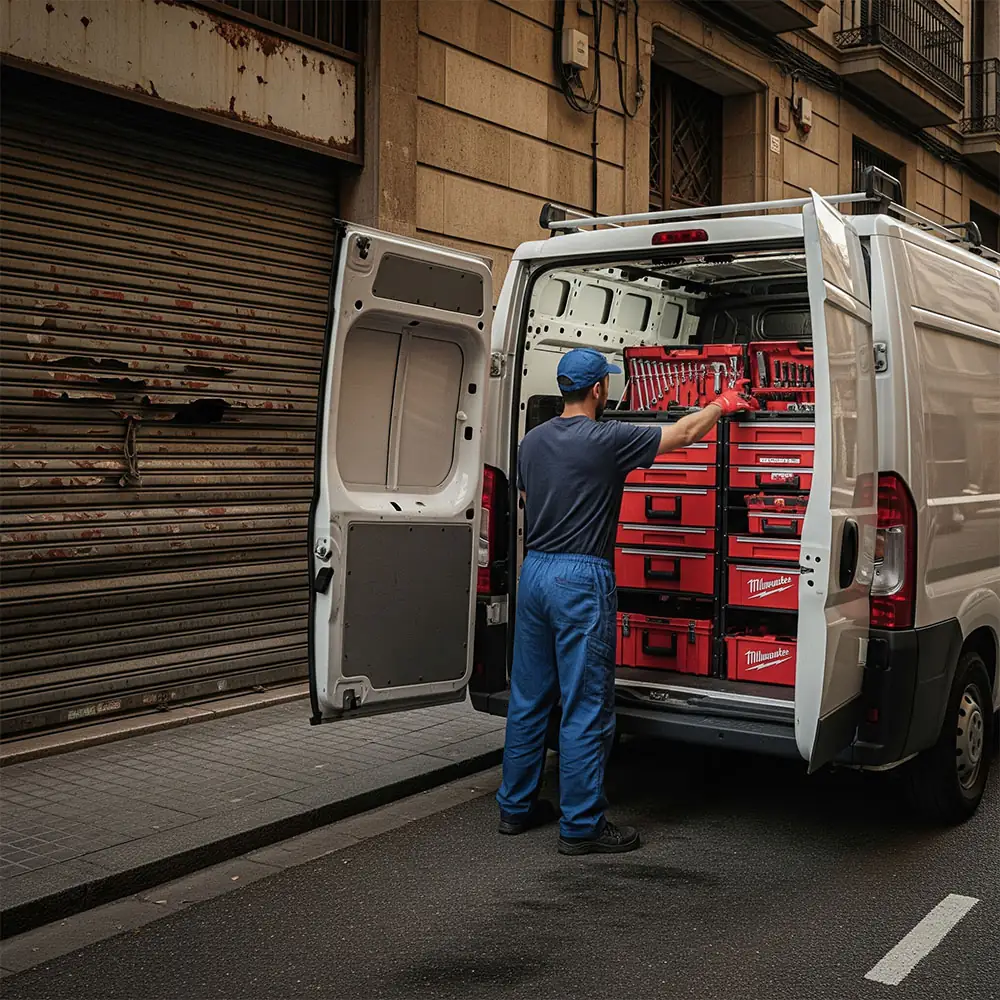 Profesional reparación persianas metálicas Barcelona servicio técnico 24 horas furgoneta herramientas especializadas repuestos originales calidad - Contacto persianas Sant Josep