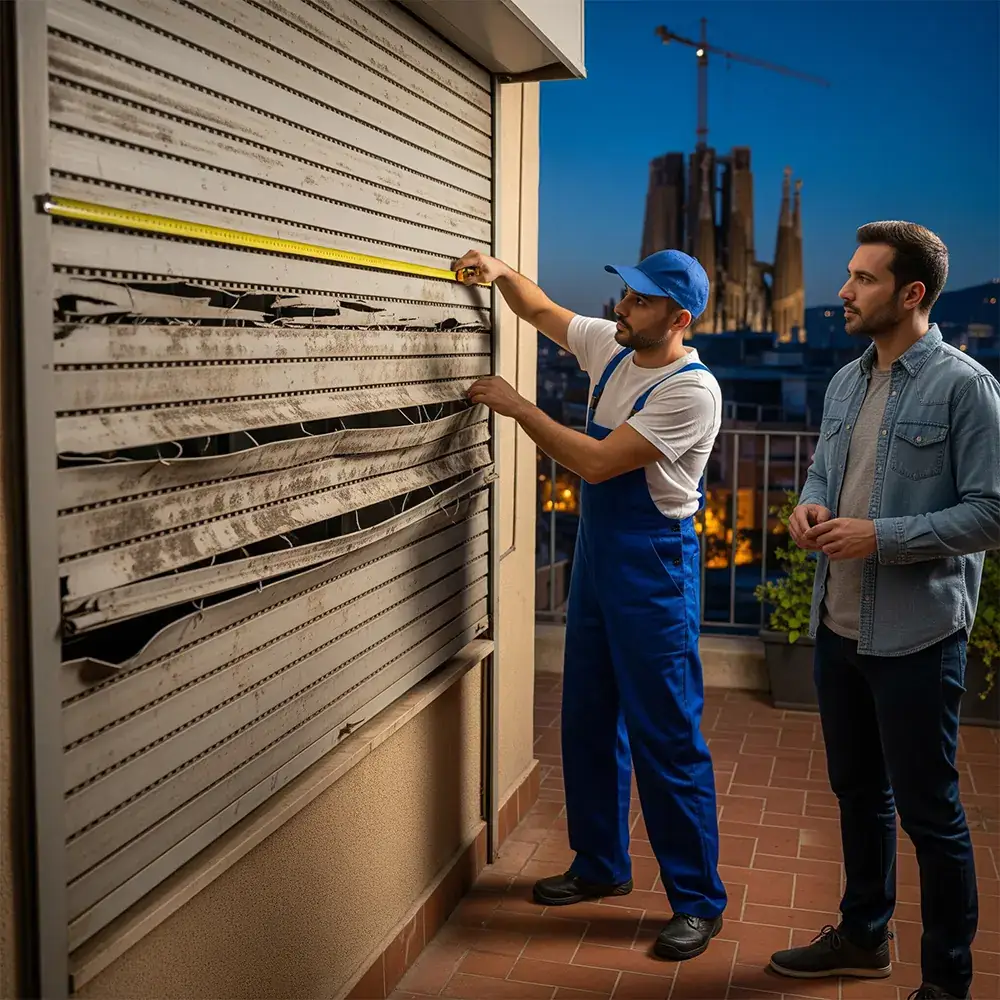Instalación persiana nueva Barcelona Persianas Sant Josep cambio persiana antigua por nueva medición ventana balcón terraza domicilio - Reparación de persianas domésticas Sant Josep
