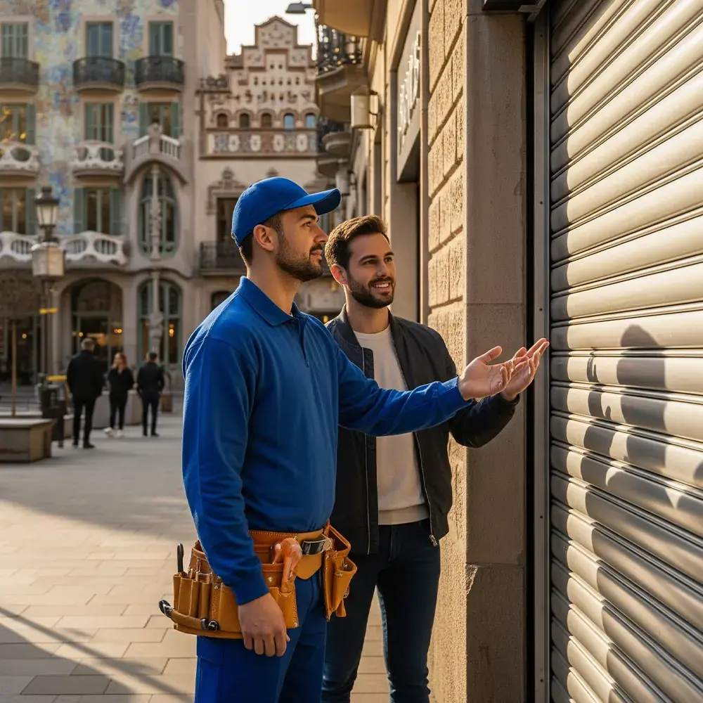 Instalación puertas enrollables Barcelona Persianas Sant Josep empresa especializada puertas metálicas comerciales industriales presupuesto gratis - Instalación de puertas enrollables Sant Josep
