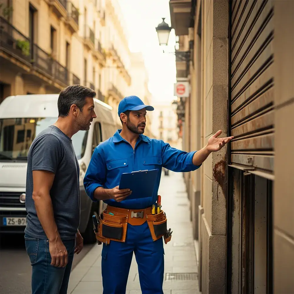 Mantenimiento puertas enrollables Barcelona Persianas Sant Josep revisión preventiva engrase ajuste motor lamas guías servicio técnico - Instalación de puertas enrollables Sant Josep