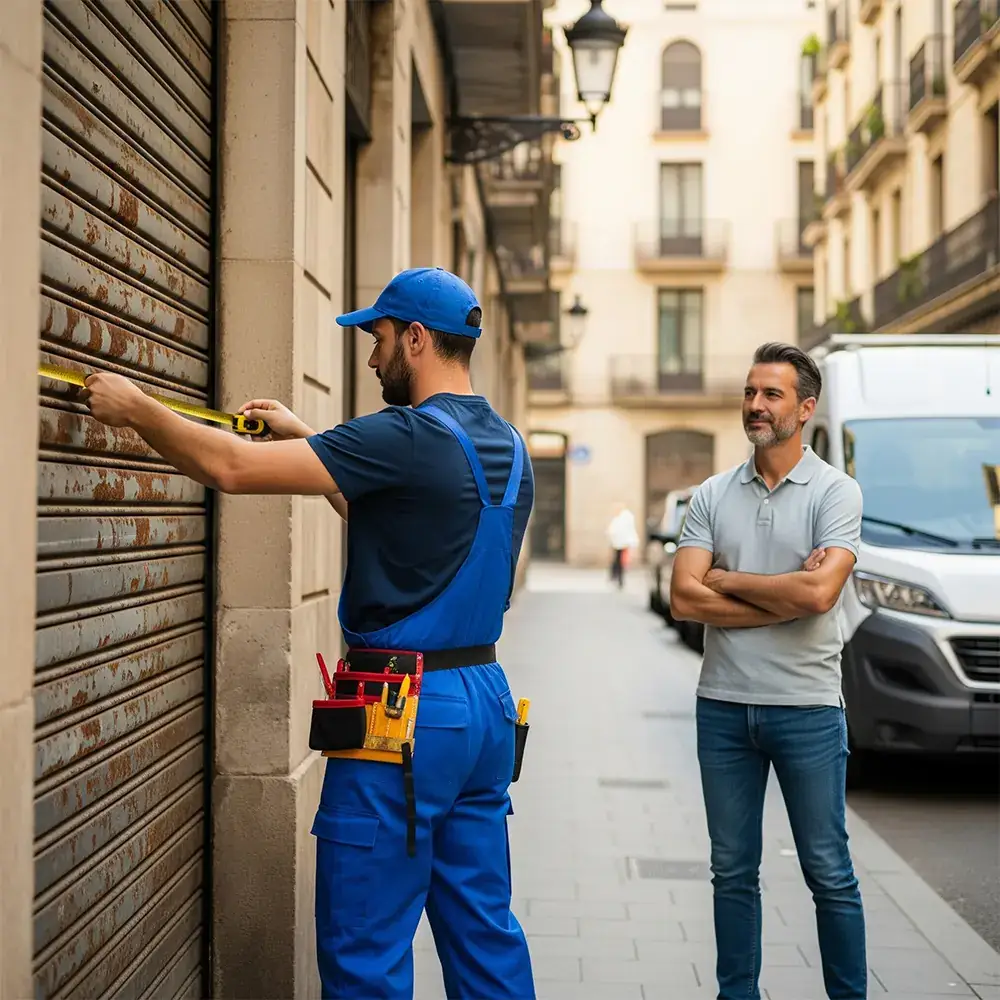 Puerta enrollable garaje comunitario Barcelona Persianas Sant Josep reparación parking comunidad vecinos motor avería colectiva - Reparación de puertas enrollables Sant Josep