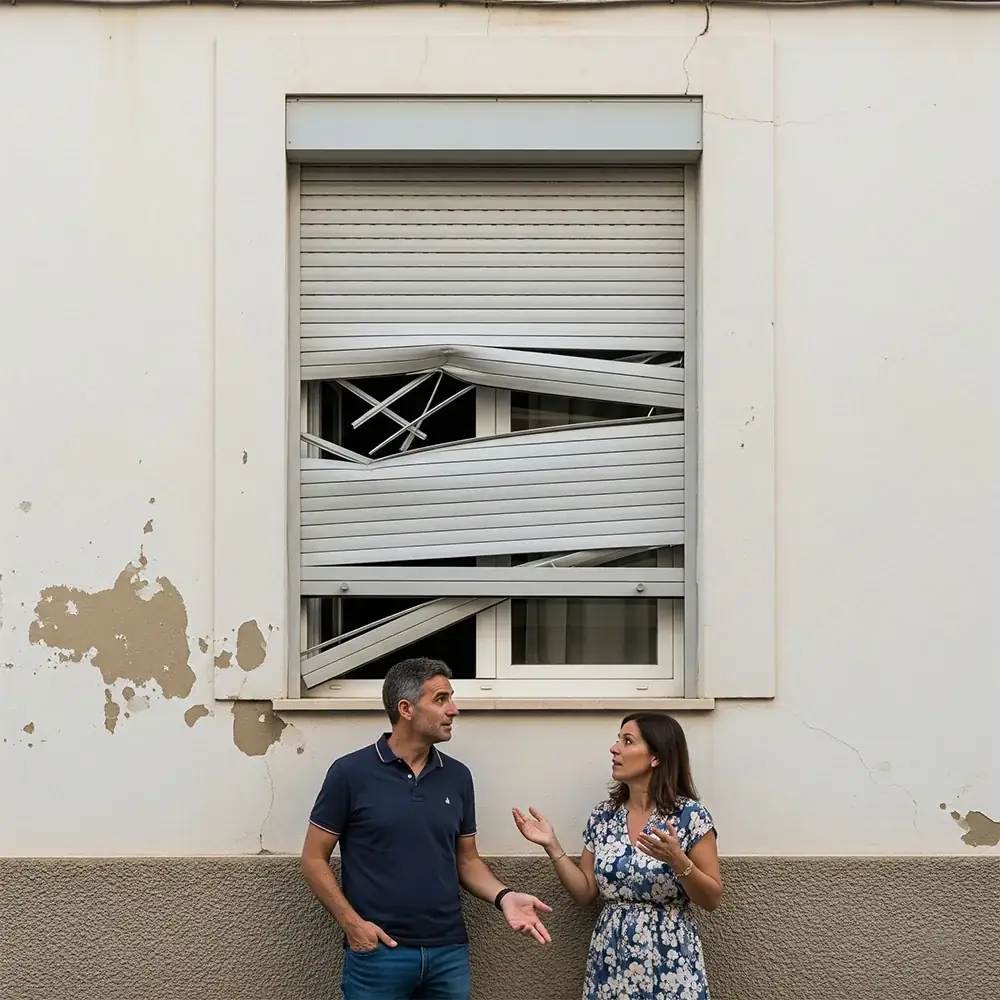 Persiana doméstica rota en ventana residencial Barcelona - reparación a domicilio Sant Josep