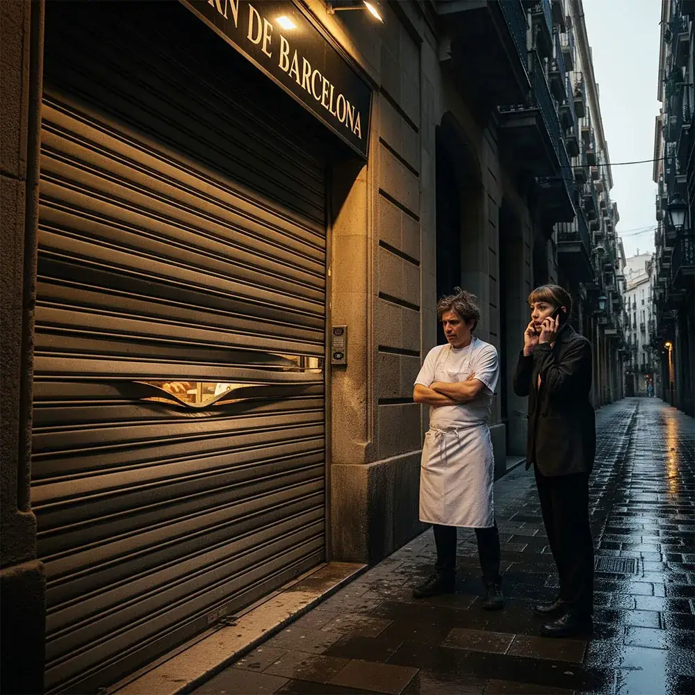 Puerta enrollable averiada en local comercial Barcelona - reparación urgente Persianas Sant Josep